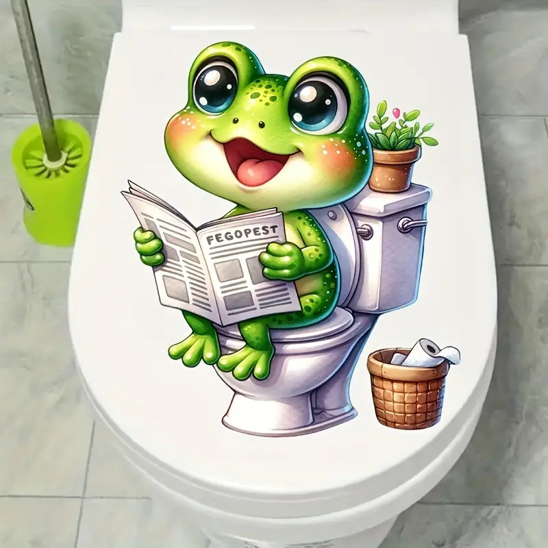 Frog on Toilet Reading Newspap - Home Decor Vinyl Flooring 评论和价格