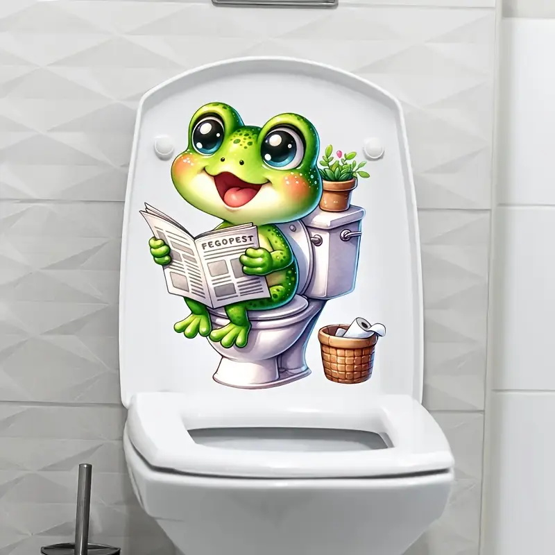 Frog on Toilet Reading Newspap - Home Decor Vinyl Flooring 评论和价格