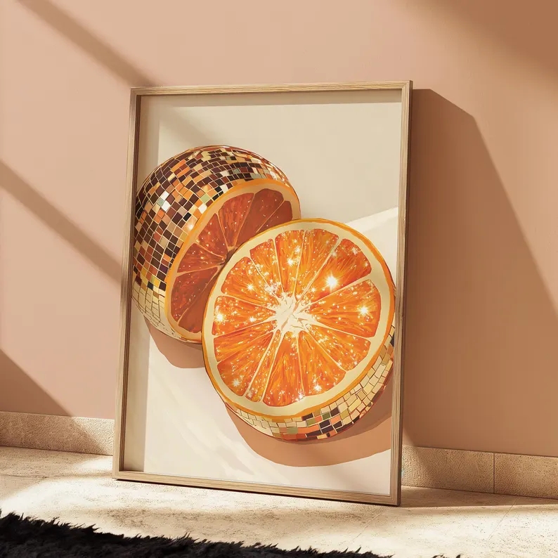 Modern Orange Disco Ball  Wall - Home Decor Orange 评论和价格