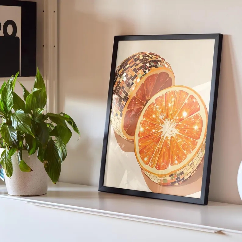 Modern Orange Disco Ball  Wall - Home Decor Orange 评论和价格