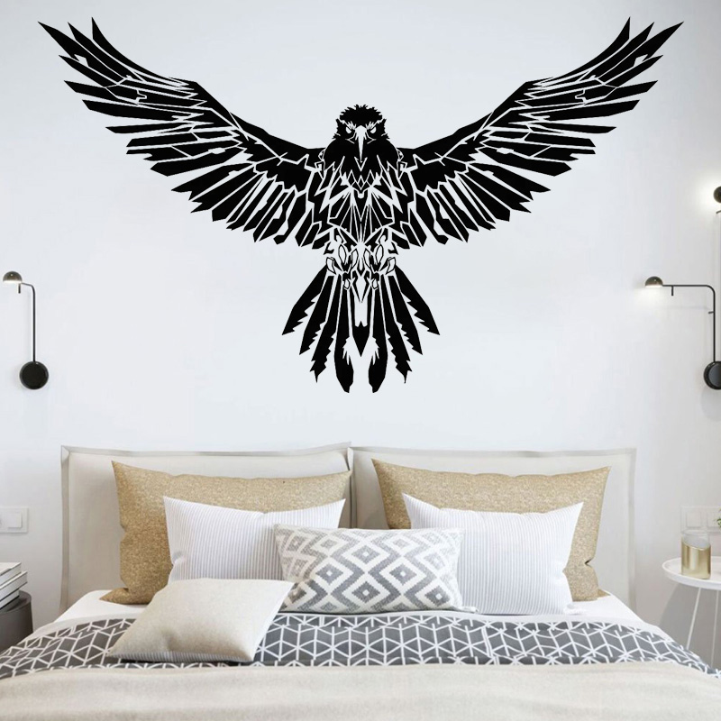 Black Raven Wall Sticker Eagle - Home Decor Vinyl Flooring 评论和价格