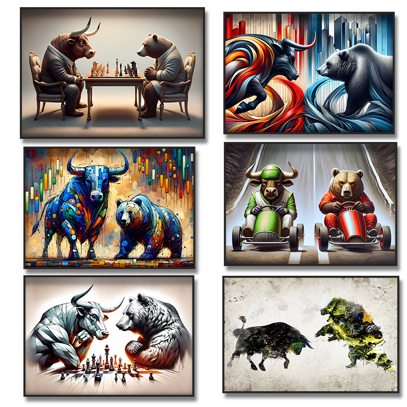 Bull and Bear Play Chess Wall  - Home Decor Exchange 评论和价格