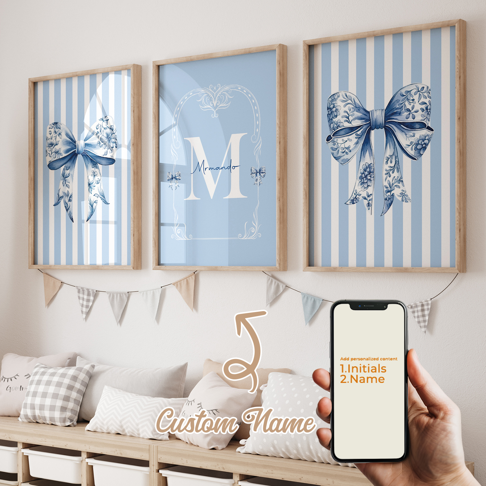 3pcs Personalized Custom Name  - Home Decor Wall Pictures 评论和价格