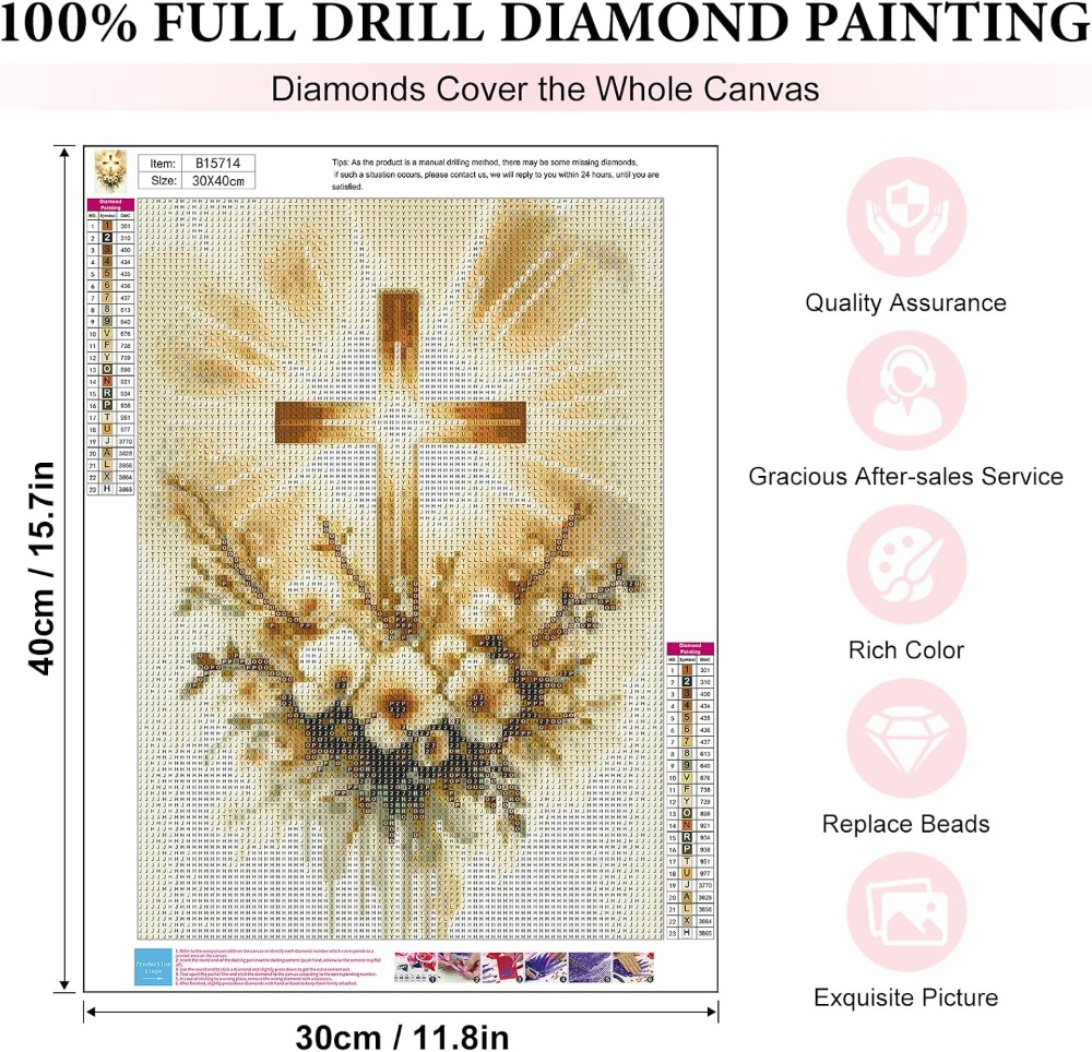 Religious Cross Diamond Art Ki - Home Decor Product 评论和价格