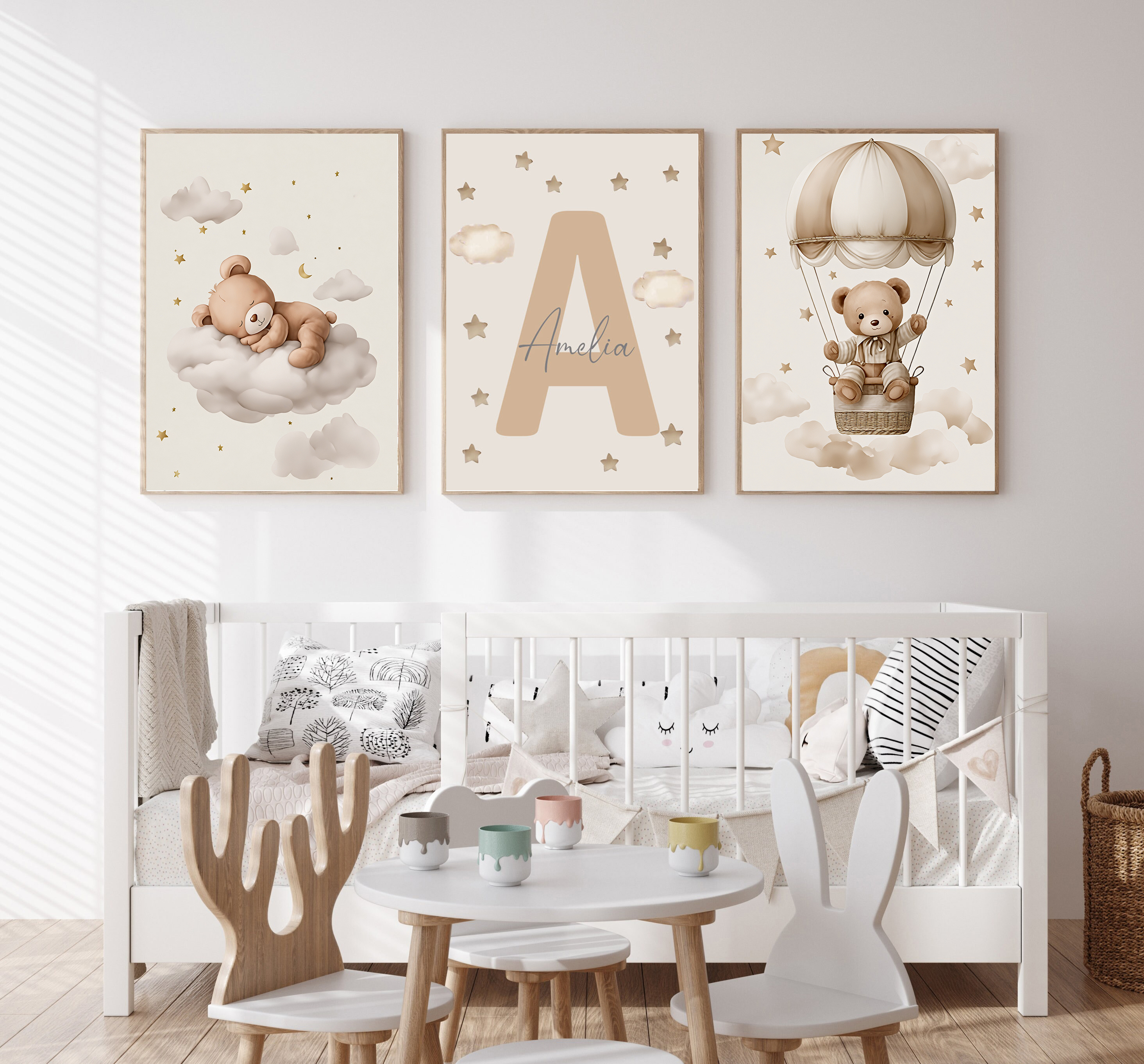 3pcs/set Bohemian Teddy Bear A - Home Decor Wall Pictures 评论和价格