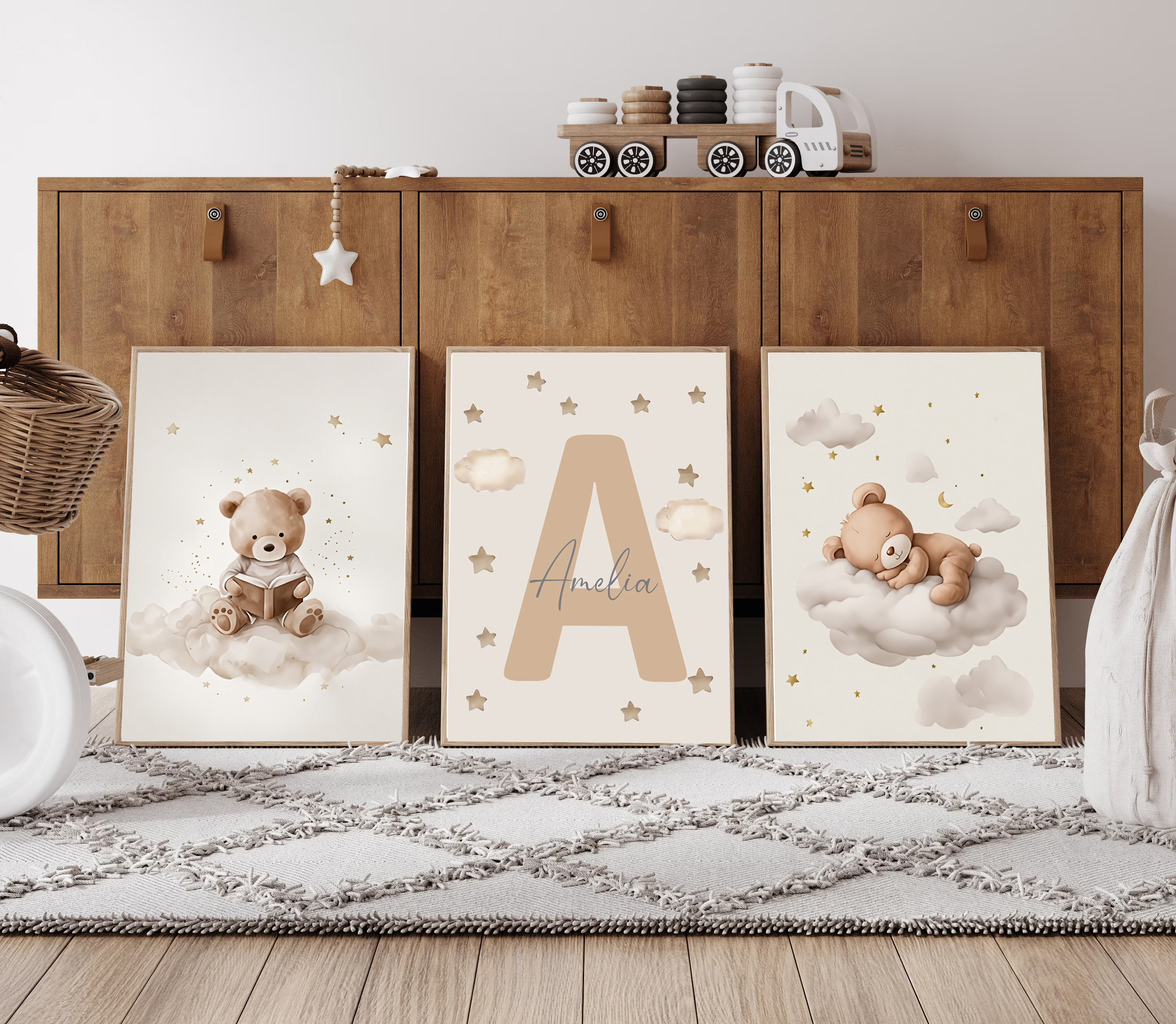 3pcs/set Bohemian Teddy Bear A - Home Decor Wall Pictures 评论和价格