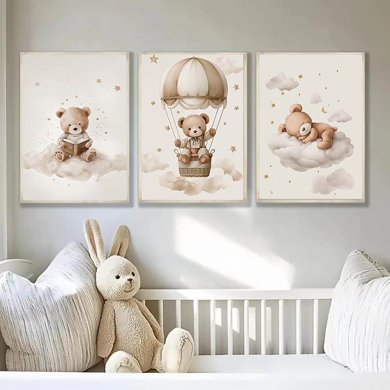 3pcs/set Bohemian Teddy Bear A - Home Decor Wall Pictures 评论和价格